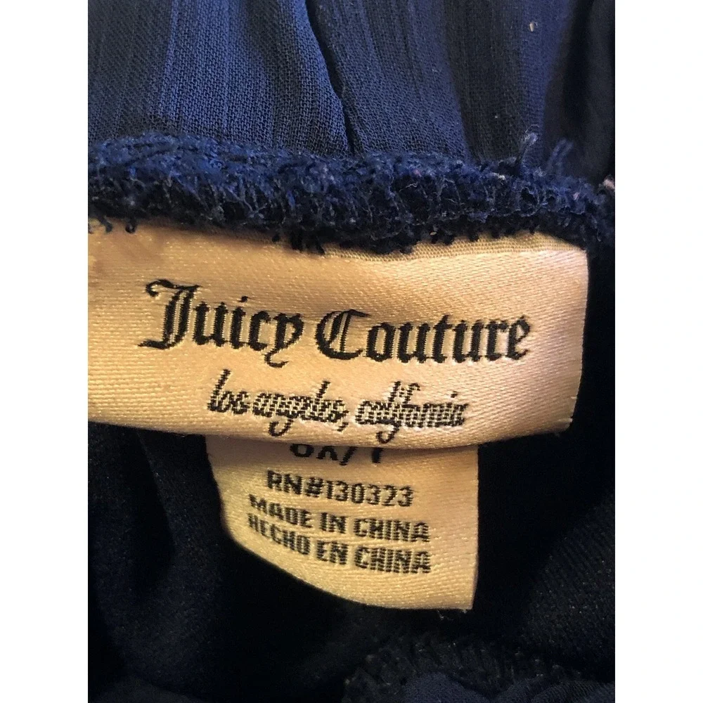 Juicy Couture Girls Size 6/7 Navy Blue Tiered Ruffle Skort Shorts Bow Detail